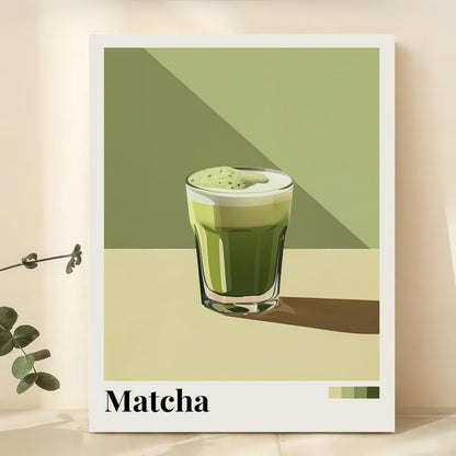 1pc Matcha Green Canvas Art Print with Wooden Frame ¨C Vibrant Coffee Shop Wall Decor, Ready to Hang, 2.25cm\u002F0.9inch Thick, Perfect for Bedroom, Living Room, or Gift for Holidays & Birthdays, Best for Christmas