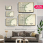 2D Flat, Vintage Chicago City Map Canvas Poster - Beige\u002FBlack\u002F Green Color Scheme - Wrapped Canvas Framed Wall Art