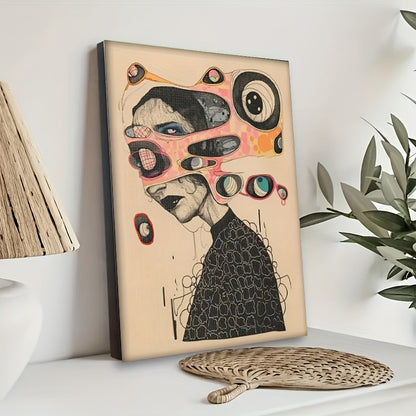 1pc Surreal Abstract Canvas Wall Art - Mid-Century Modern Wrapped Canvas Frame, Vibrant Abstract Design for Indoor\u002FOutdoor Use in Living Room, Bedroom, Office, Bathroom Decor, Large Canvas Wall Art