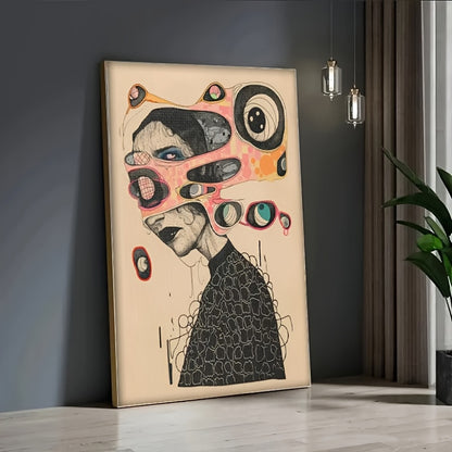 1pc Surreal Abstract Canvas Wall Art - Mid-Century Modern Wrapped Canvas Frame, Vibrant Abstract Design for Indoor\u002FOutdoor Use in Living Room, Bedroom, Office, Bathroom Decor, Large Canvas Wall Art